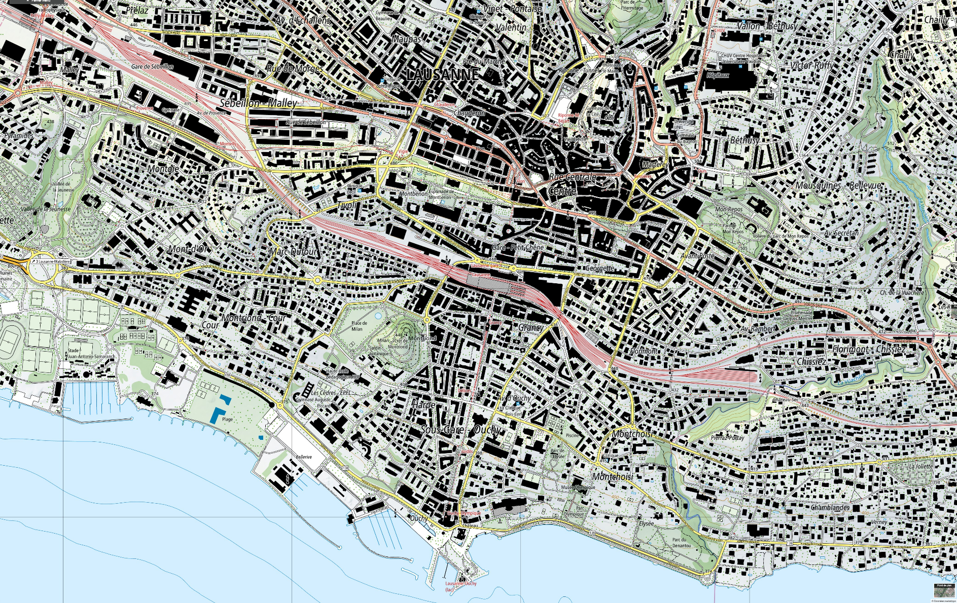 Plan de la ville de Lausanne