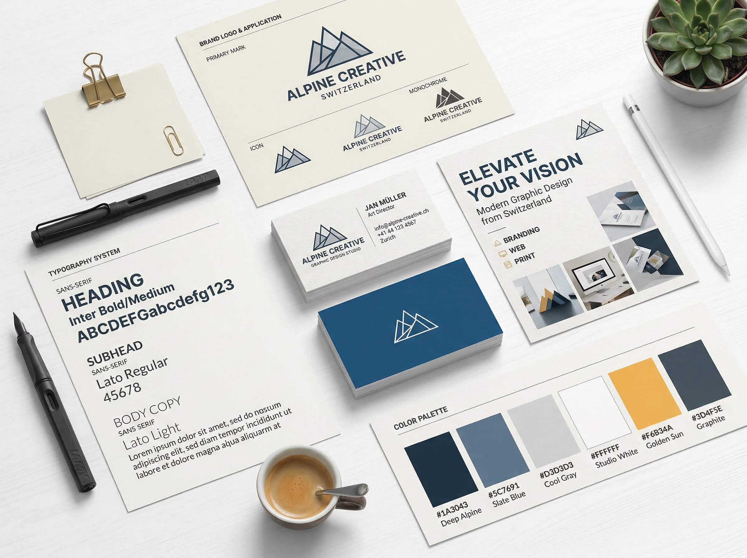 Brand_identity_design_flat_lay_business_card_flyer_logo_espace_graphic